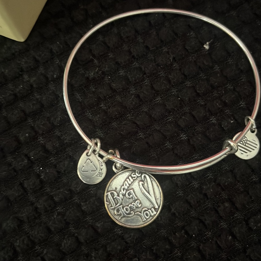 Two Alex and Ani Mom and Because I love You Silver Bracelets. You get two. - Picture 4 of 7
